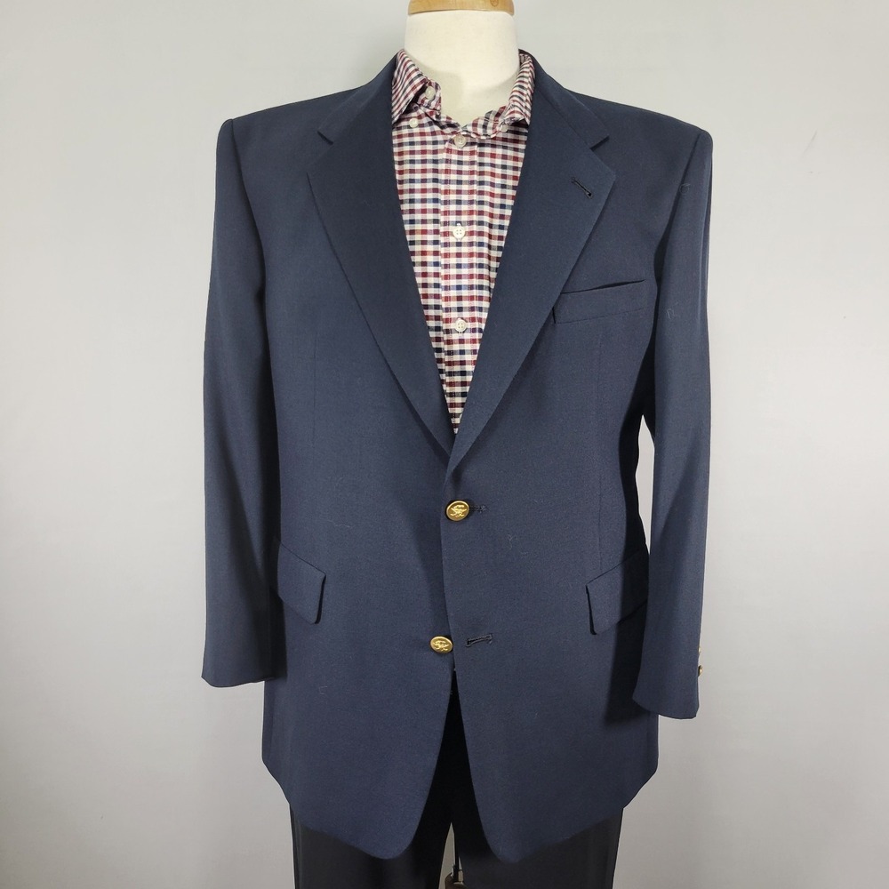 Jack Nicklaus Men's Sport Coat Blazerβ Two Button Navy Blue Polyester Blend 44S